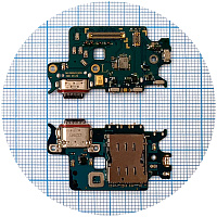 Шлейф Samsung Galaxy S22 5G S901B з роз'ємами зарядки та Sim-карти з мікрофоном - нижня плата (оригінал Китай)