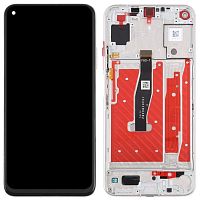 Дисплей Huawei Nova 5T, Honor 20 + тачскрин c рамкой (серебристый оригинал Китай)