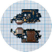 Шлейф Samsung Galaxy S21 5G G991B з роз'ємами зарядки та Sim-карти з мікрофоном (оригінал Китай)