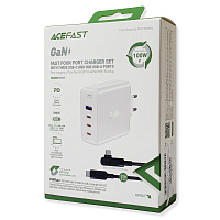 Зарядний пристрій AceFast A37 GaN3 PD100W 3 USB-C 1USB з кабелем Type C to Type C 2 м (білий)