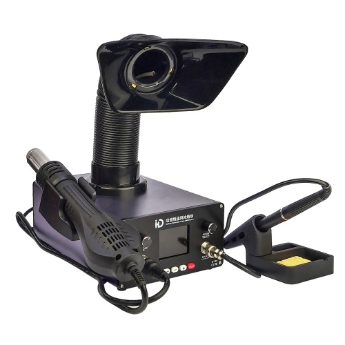 Паяльна станція прецизійна IHD D-301, фен, паяльник T12, цифрова індикація, витяжка з вугільним фільтром, LED підсвічування фото 2