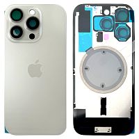 Задня кришка Apple iPhone 16 Pro (біла White Titanium з рамкою, склом камер та магнітом)