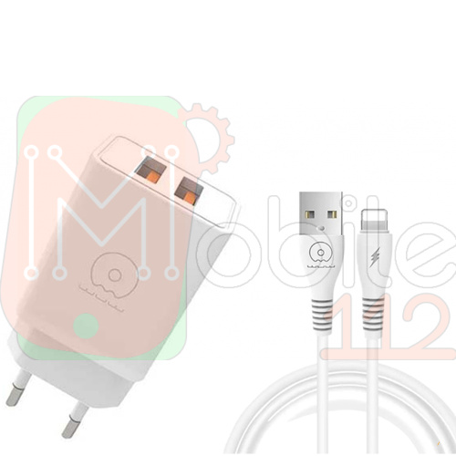 Зарядний пристрій WUW-T55 Dual USB 3.1A, Lightning (біле)