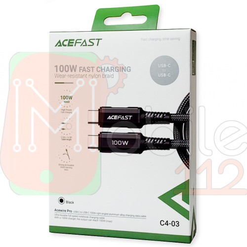 Кабель зарядки AceFast C4-03 Type C - Type C 100W 2м чорний