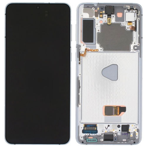 Дисплей Samsung Galaxy S21 Ultra G998B з тачскріном (оригінал 100% Service Pack із сріблястою рамкою)