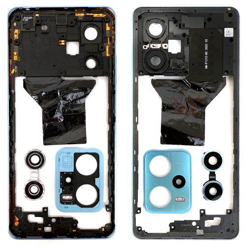 Рамка корпуса Xiaomi Redmi Note 12 Pro 5G (голубая со стеклом камеры)