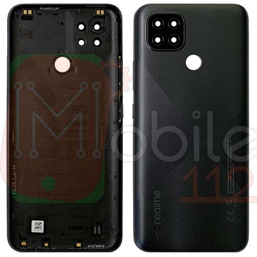 Задняя крышка Realme C21 RMX3201 (черная оригинал Китай со стеклом камеры)