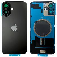 Задняя крышка Apple iPhone 16 Plus (черная оригинал Китай с рамкой, стеклом камер и магнитом)