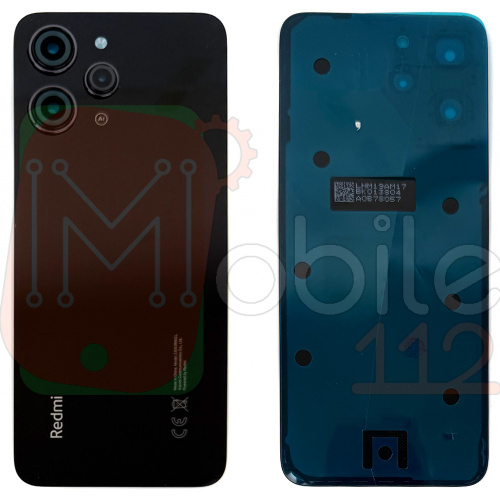 Задня кришка Xiaomi Redmi 12 (чорна Original New зі склом камери)