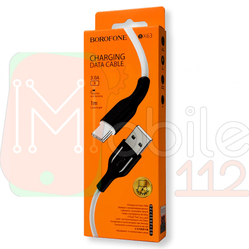 Кабель зарядки Borofone BX63 Charming USB - Type C 1м 3А черно-белый