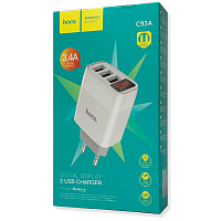 Мережевий адаптер Hoco C93A Easy 3USB 3.4A з дисплеєм (білий)