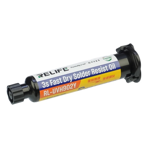 Лак ізоляційний Relife RL-UVH902Y 3S швидковисихаючий, жовтий, в шприці, 10 ml