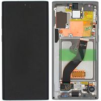 Дисплей Samsung Galaxy Note 10 N970F з тачскріном (OLED Small Glass із сріблястою рамкою)