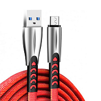 Кабель зарядки USB - Micro USB Denim Red 1м Червоний 2.4A Роз'єм цинкового сплаву