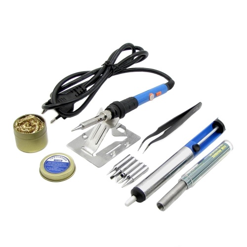 Паяльний набір в кейсі WEP 947-III (паяльник з вимикачем 60W, рег. t 200-450 гр C, жала 900M 6шт, інструменти та розхідники) фото 2
