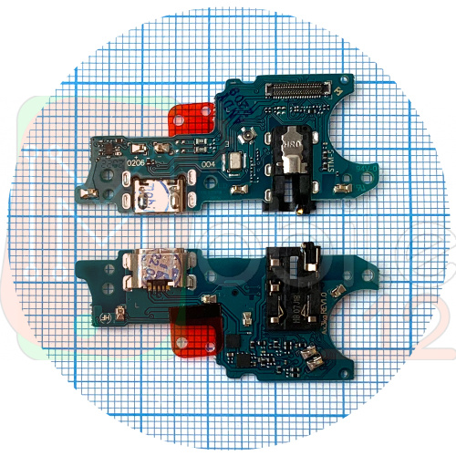 Шлейф Samsung Galaxy A03 A035F с разъемами зарядки и наушников, микрофоном - нижняя плата (AAA)