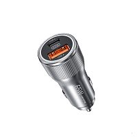 Авто зарядный адаптер Wekome WP-C31 PD65W+QC3.0 1USB/1Type-C (серое)