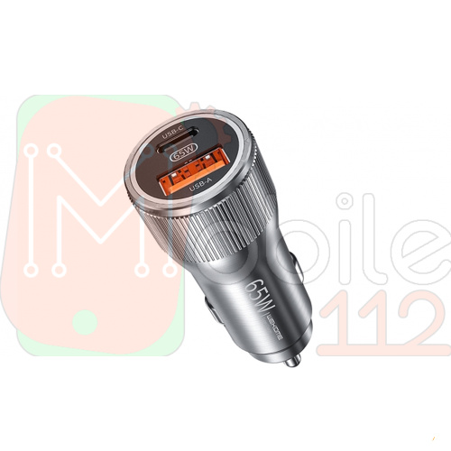 Авто зарядный адаптер Wekome WP-C31 PD65W+QC3.0 1USB/1Type-C (серое)