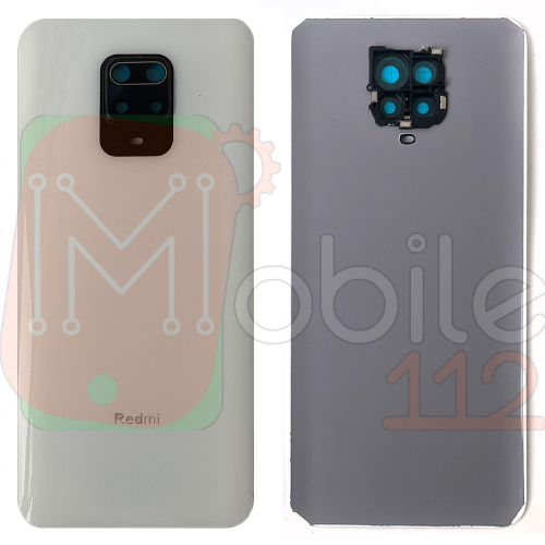 Задня кришка Xiaomi Redmi Note 9 Pro M2003J6B2G суміст. Redmi Note 9S, Note 9 Pro Max (біла зі склом камери)
