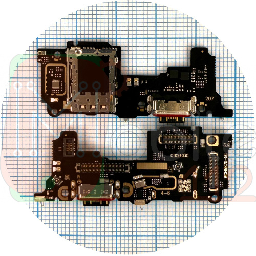 Шлейф Xiaomi Poco F6 Pro з роз'ємами зарядки та Sim-карти з мікрофоном - нижня плата (AAA)