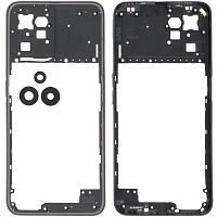 Рамка корпусу Realme C35 RMX3511 (чорна зі склом камери)