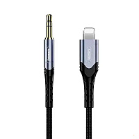 Перехідник AUDIO Remax RC-C015i lightning to Jack 3.5 1.2m, Чорний