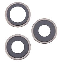 Скло камери Apple iPhone 16 Pro, iPhone 16 Pro Max (з сірим кільцем - 3 шт)