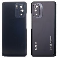 Задня кришка Xiaomi Poco F3, Redmi K40 (чорна оригінал Китай зі склом камери - логотип Poco)