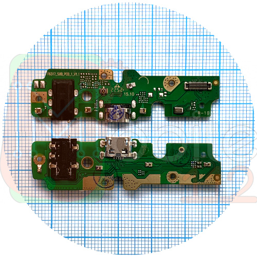 Шлейф Tecno Spark 7 KF6 с разъемами зарядки и наушников, микрофоном - нижняя плата (AAA)