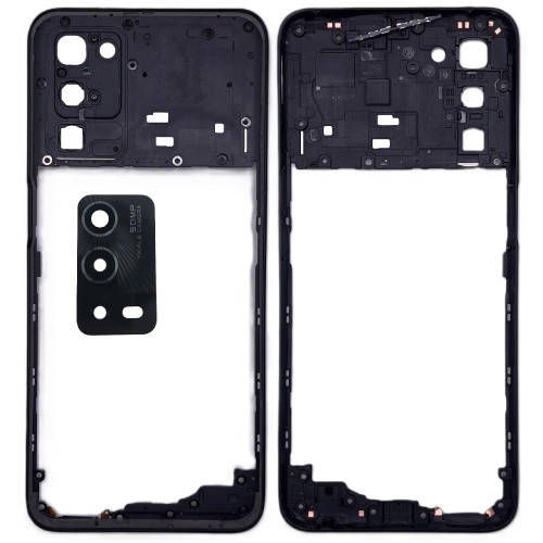 Рамка корпусу Oppo A55 5G (чорна зі склом камери)