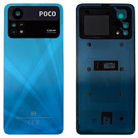 Задняя крышка Xiaomi Poco X4 Pro 5G (синяя Original New со стеклом камеры)