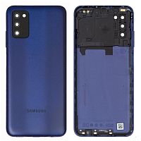 Задняя крышка Samsung Galaxy A03s A037F (синяя оригинал Китай со стеклом камеры)