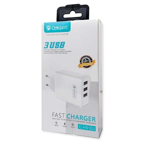 Мережевий адаптер Celebrat C-H9 3USB 30W білий фото 3