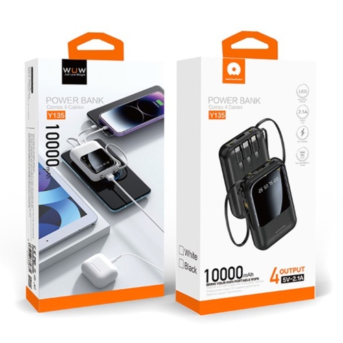 Power Bank Павербанк WUW Y135 4 в 1 10000mAh Чорний фото 2