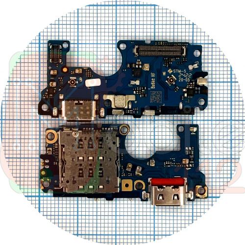 Шлейф Motorola Moto G85 XT2427-3 із роз'ємами зарядки та SIM карти, з мікрофоном - нижня плата (оригінал Китай)