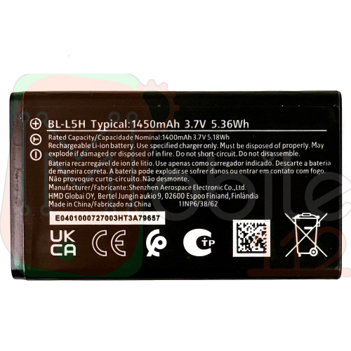 Акумулятор Nokia BL-L5H 105 4G 2023 TA-1546, 110 4G 2023, 150 2023 (оригінал Китай 1450 mAh)