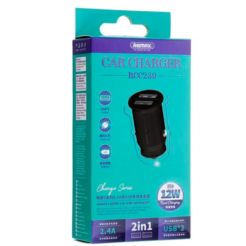 Авто зарядний адаптер Remax RCC239 2USB 2.4A (чорний) фото 2 Авто зарядний адаптер Remax RCC239 2USB 2.4A (чорний) фото 2