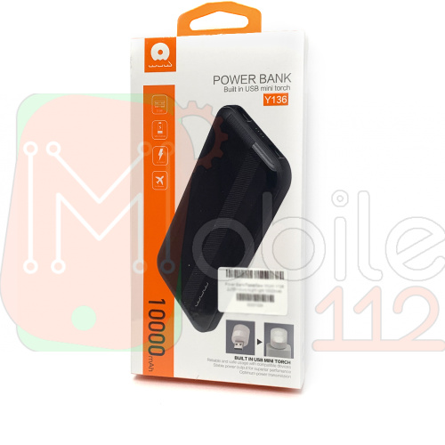 Power Bank Павербанк WUW Y136 2USB+Micro Night light 10000mAh