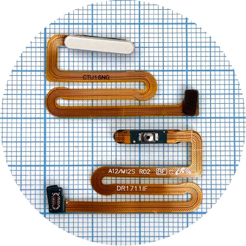 Шлейф Samsung Galaxy A12 A125F, Galaxy M12 M127F з кнопкою ввімкнення та сканером відбитка пальця (білий оригінал Китай) фото 2