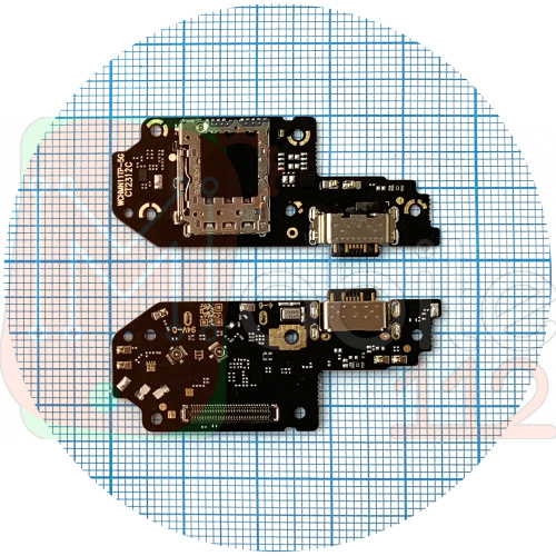 Шлейф Xiaomi Poco X4 GT, Redmi Note 11T Pro, Note 11T Pro+ с разъемами зарядки и Sim-карты с микрофоном - нижняя плата (AAA)