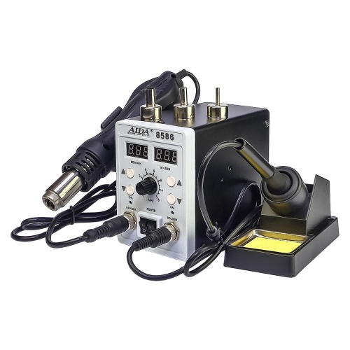 Паяльна станція Aida 8586, фен, паяльник з нагрівальним елементом Hakko, цифрова індикація фото 2