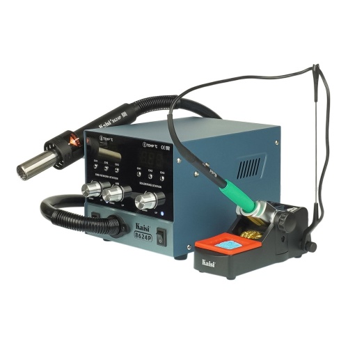 Паяльная станция прецизионная Kaisi 8624P, фен 100C - 450C, паяльник стандарта JBC 210 200C - 500C, 6 каналов памяти, 800W фото 2