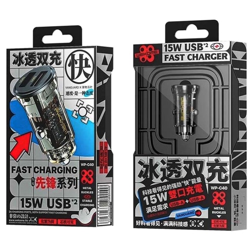 Авто зарядний адаптер Wekome WP-C40 2USB 15W (чорне) фото 2