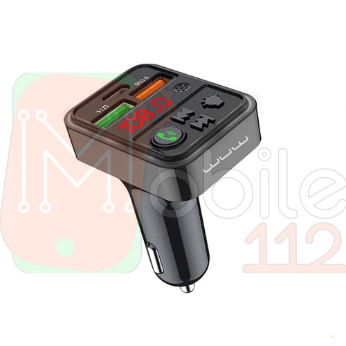 FM  модулятор WUW C162 2USB QC3.0 12 USB, 1 Type C PD 25W Bluetooth (черный)