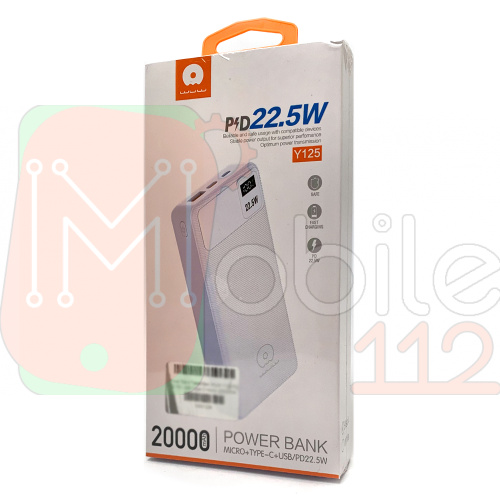 Power Bank Павербанк WUW Y125 PD 22.5W USB+Type-C+Micro 20000mAh