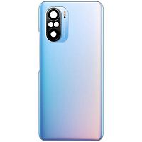 Задняя крышка Xiaomi Poco F3, Redmi K40 (синяя оригинал Китай со стеклом камеры - логотип Redmi)