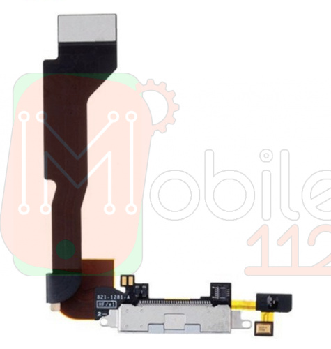 Шлейф Apple iPhone 4 с разъемом зарядки, с микрофоном, оригинал Китай (белый)