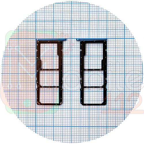 Держатель Sim карты Realme C20, C20A, C21 (голубой на 2 SIM + Micro SD)