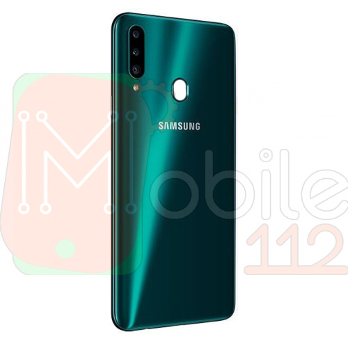 Задня кришка Samsung Galaxy A20s 2019 A207F (зелена оригінал Китай зі склом камери)