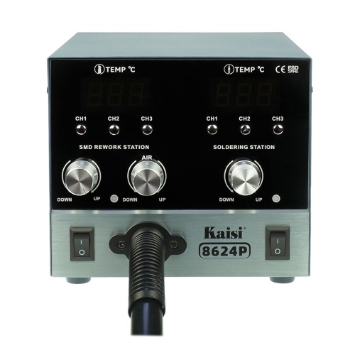 Паяльная станция прецизионная Kaisi 8624P-115, фен 100C - 450C, паяльник стандарта JBC 115 200C - 500C, 6 каналов памяти, 800W фото 3